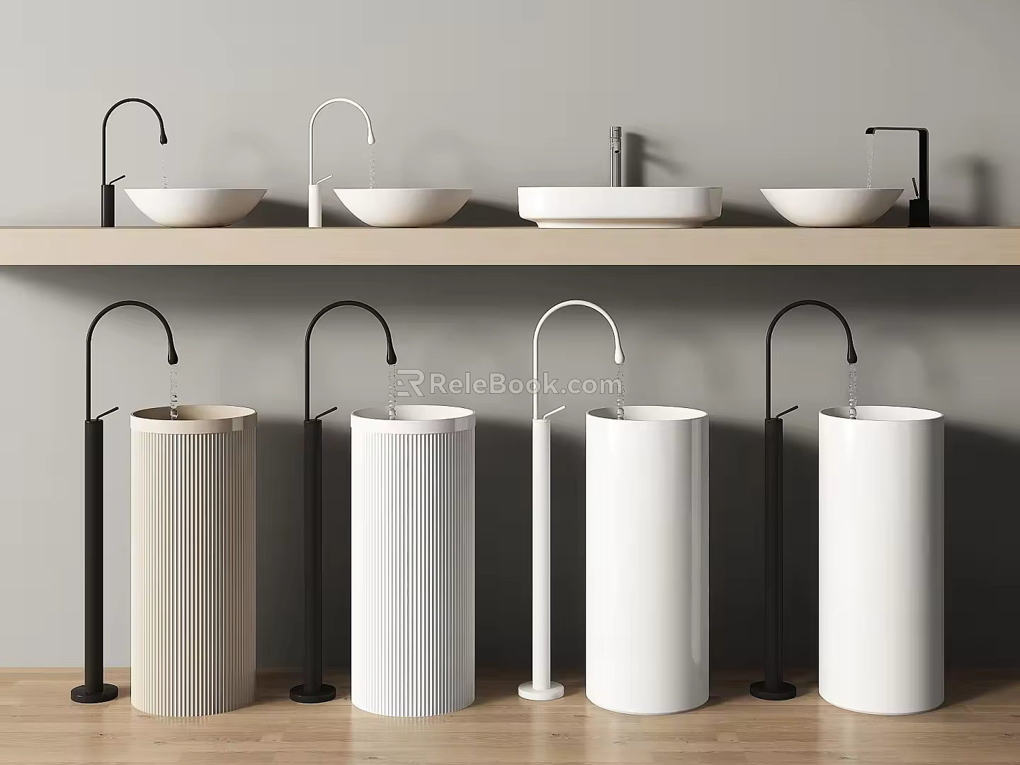 Modern Washstand Column Basin Floor Basin Wash Basin Table Basin Round Table Basin 3d model