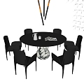 Dining Table and Chair Combination Round Dining Table Dining Chair Single Chair Chandelier Jewelry Ornaments 3d model