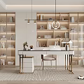Study bookcase desk and chair 3d model