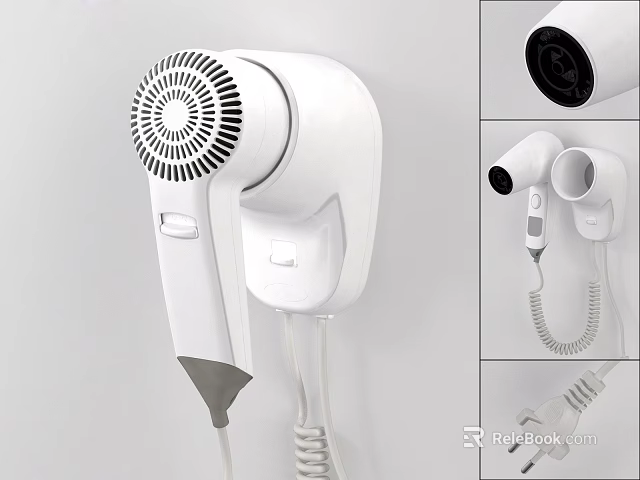 Modern Wall Mounted Hair Dryer Household Electrical Appliance With White Design for Bathroom Home Use 3d model 