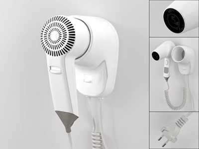 Modern Wall Mounted Hair Dryer Household Electrical Appliance With White Design for Bathroom Home Use 3d model