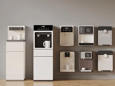 Modern Water Dispensers and Coffee Machines Floor Standing Wall Mounted Sleek White Gray Design 3d model