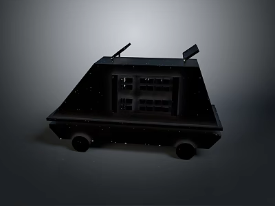 Black Toy Tank With Simple Design Wheels Top Cannons And Gray Background 3d model