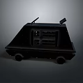 Black Toy Tank With Simple Design Wheels Top Cannons And Gray Background