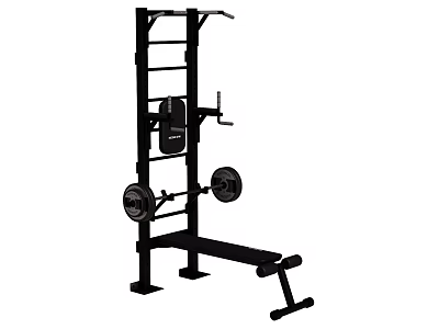 Sturdy Home Gym Sports Equipment With Weight Bench Barbell And Weights 3d model