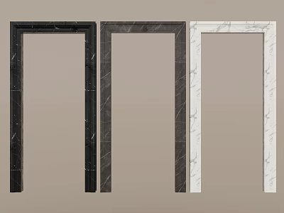 Stylish Door Frame Components With Black Grey And White Marble Textures For Interior Design 3d model