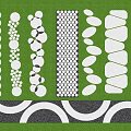 Various White Paving Patterns on Green Background for Garden Landscape Design Ideas
