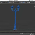 Vintage Style Public Street Lamp With Double Lanterns And Black Decorative Pole