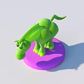 Adorable Green Toy Horse Figure Standing On Purple Round Base With Cute Design