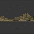 3D Garden Landscape Model With Rolling Hills Blue Water And Green Vegetation