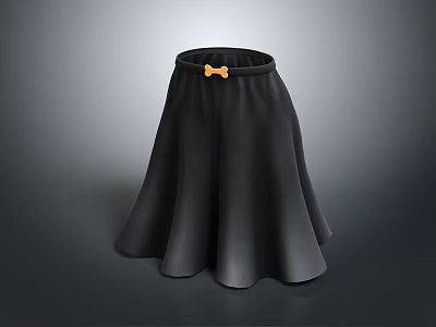 Stylish Black Skirt with Orange Bow Detail for Elegant Fashion Look 3d model