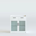 White Modern Storage Cabinet With Drawers Glass Doors And Sleek Design