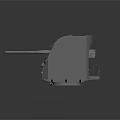 Gray Armored Weapon Turret With Long Gun Barrel And Observation Windows 3d model