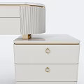 Modern White Dressing Table Interior Design With Gold Frame Round Mirror And Drawers 3d model