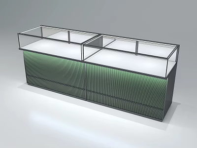 Modern Retail Display Showcase With Glass Top And Green Textured Panels 3d model