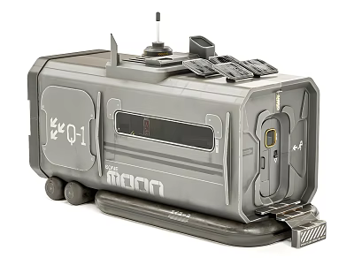 Gray Industrial Equipment With Antenna Control Panel Wheels And Pedal 3d model