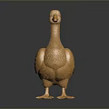 Golden Decorative Duck Figurine With Shiny Metallic Surface And Detailed Feathers