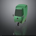 Vintage Green Small Van With Rounded Body Dark Windows And Black Wheels