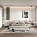 Cozy Kids Room Interior With Green White Decor Bed Bookshelf Desk And Cat Painting On Wall