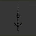 Ichthyosaur With Open Mouth Striped Skin Fins And Tail On Gray Background With Reflection