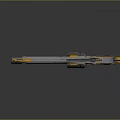 Futuristic Sci Fi Revolver With Orange Silver Metal Body Wooden Grip And Mechanical Gear Details