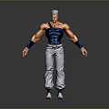 Muscular Anime Character With Blue Vest Gray Pants And White Hair Action Figure