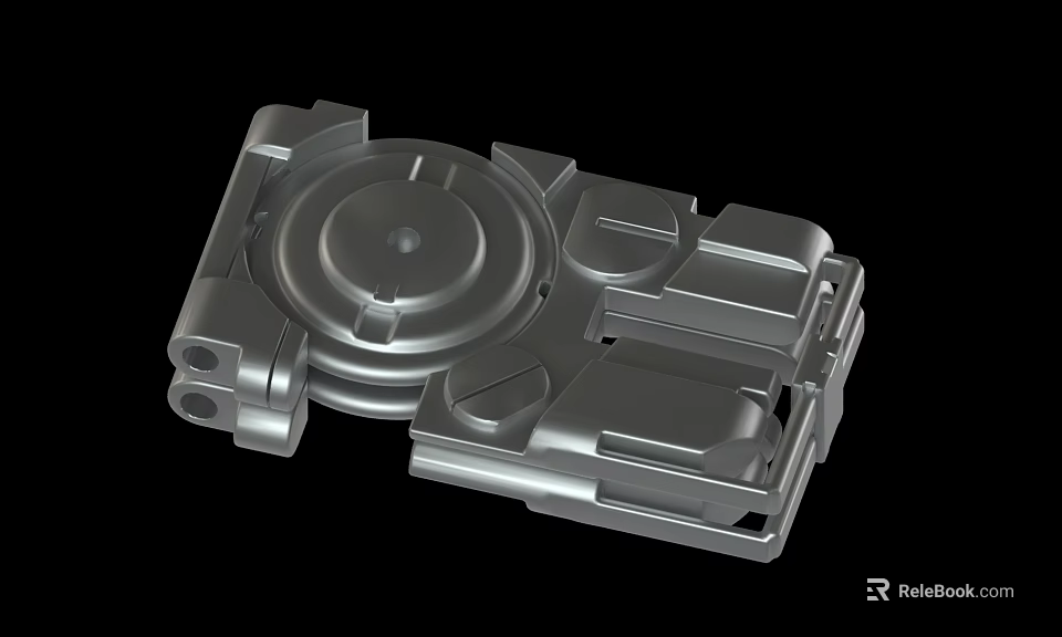Industrial Metal Mechanical Part With Circular Base And Connecting Slots 3d model 