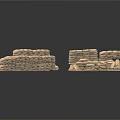 Multiple Broken Stone Wall Segments Displayed as 3D Rendered Fragments in Different Positions 3d model