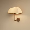 Modern Wall Lamp With Light Fabric Square Shade And Metal Pole Mounted On Wall