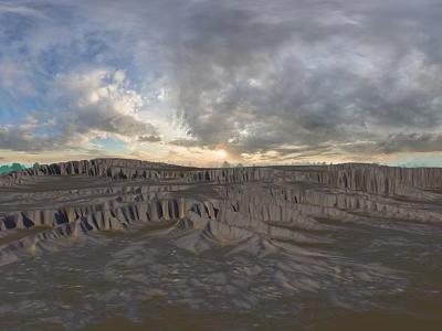 Scenic Mountain Terrain Featuring Rugged Ridges Under Dramatic Cloudy Sunset Sky 3d model