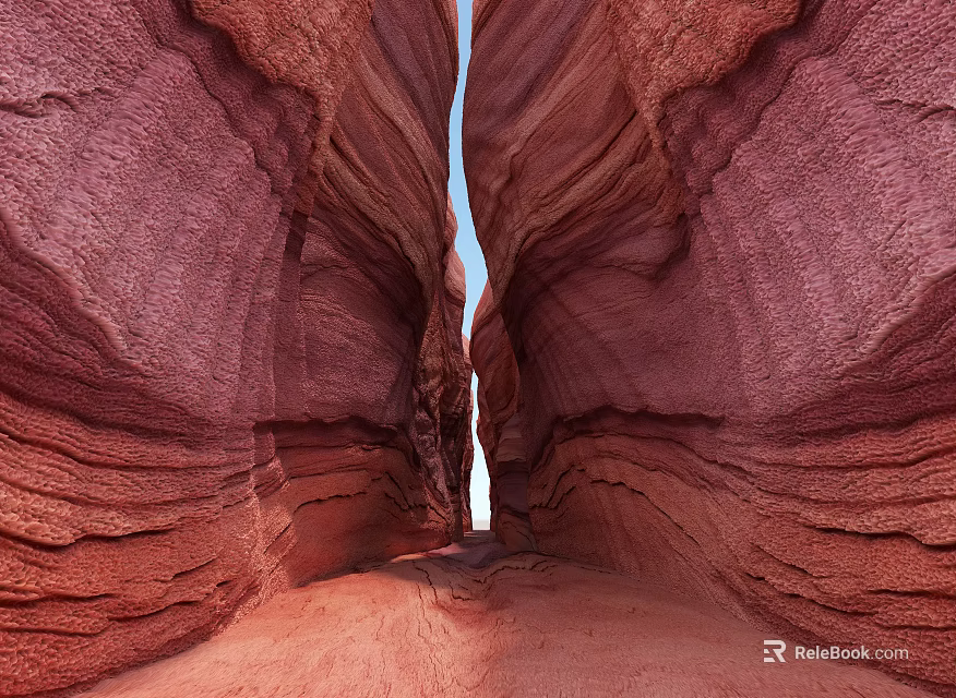 Scenic Red Rock Canyon With Narrow Path And Layered Eroded Sandstone Walls 3d model 