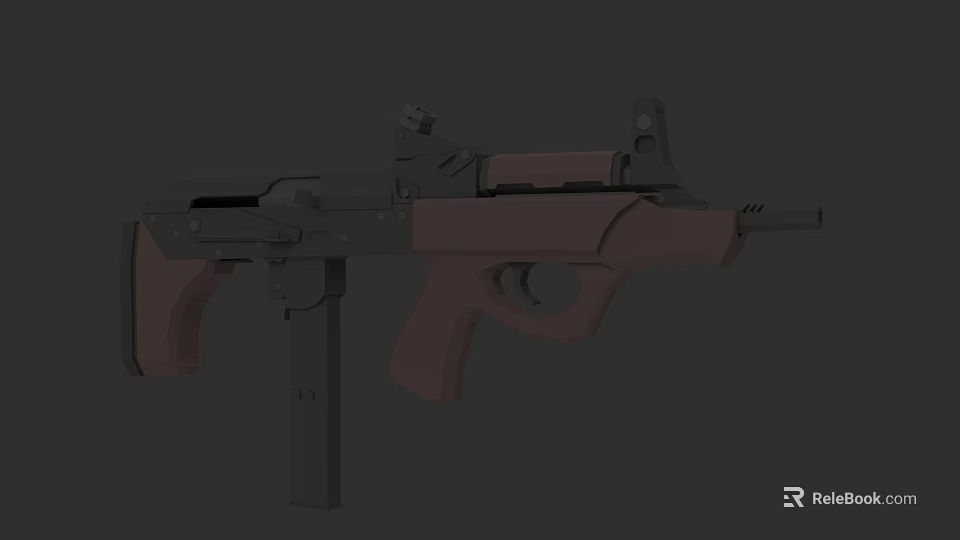 Modern Assault Rifle Weapon 3D Model Featuring Scope And Brown Grip 3d model 