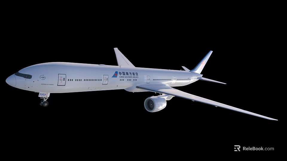 China Southern Airlines Passenger Jet Flying With White Livery Large Wings And Engine 3d model 