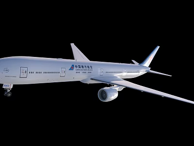 China Southern Airlines Passenger Jet Flying With White Livery Large Wings And Engine 3d model