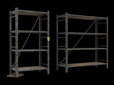 Two Industrial Metal Storage Shelves With Multi Tier Open Design And Sturdy Frame 3d model