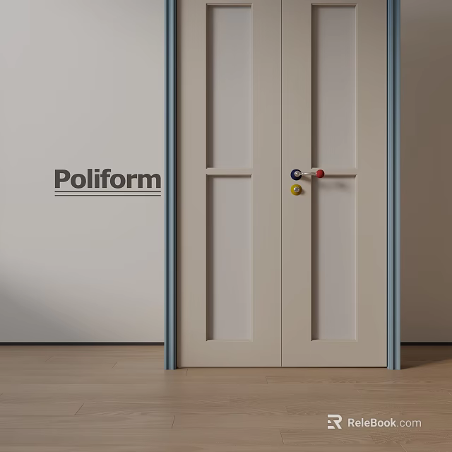 Poliform Modern Hinged Door With Light Panel And Colorful Handle Design 3d model