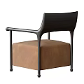 Modern Leisure Chair With Black Frame And Brown Upholstered Seat Cushion