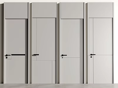 Modern White Swing Doors For Home Interior With Sleek Design And Handle Details 3d model