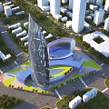 Aerial View Urban Planning With Modern High Rise Buildings Green Spaces And Road Layout