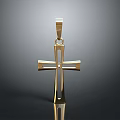 Elegant Shiny Gold Cross Pendant with Simple Design and Decorative Stone