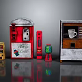 Different Colored Electronic Vending Machines Including Atomic Cola And Coffee Dispensers
