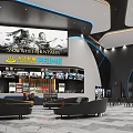 Modern Cinema Lobby With Movie Posters Ticket Counter And Sofas 3d model