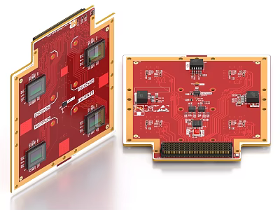 Red Industrial Equipment Circuit Boards With Multiple Displays Chips And Connectors 3d model