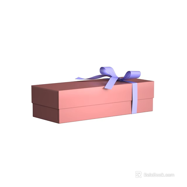 Elegant Jewelry Pink Gift Box Adorned With Purple Bow And Classic Design 3d model 