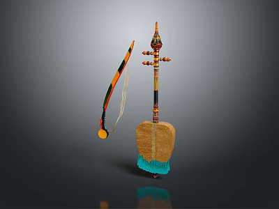 Traditional Ethnic Musical Instrument With Colorful Decorative Elements And Wooden Body 3d model