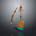 Traditional Ethnic Musical Instrument With Colorful Decorative Elements And Wooden Body