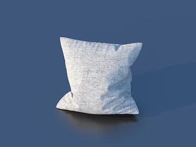 Light Gray Linen Textured Simple Decorative Throw Pillow for Sofa or Bed 3d model