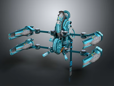 Futuristic Blue Mechanical Spider With Intricate Legs And Advanced Design Structure 3d model