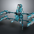 Futuristic Blue Mechanical Spider With Intricate Legs And Advanced Design Structure