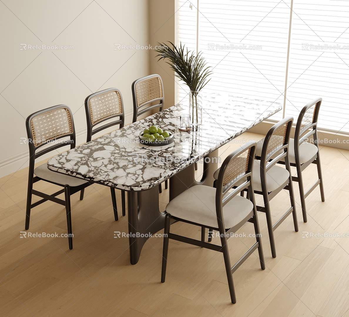 Modern Dining Table and Chair Combination Dining Table Dining Chair Single Chair 3d model